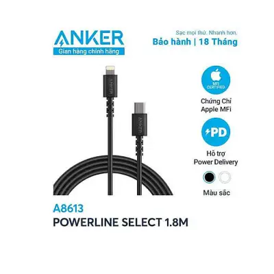 Anker PowerLine Soft USB-C to Lightning Cable 3ft - Black
